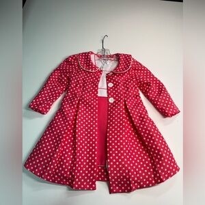 Bonnie Jean pink and white polka dot dress and jacket set